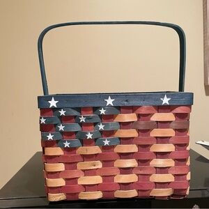 Patriotic Americana Fourth of July Woven Basket Utensil Carrier